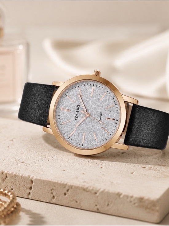 Yolako Accessories - 2387 - Black- Rose Gold Case Black Strap Women's Watch